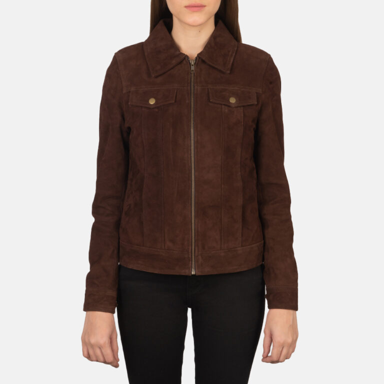 Womens Suzy Mocha Suede Jacket Close Front-5-1659378094990